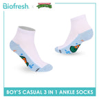 Biofresh | TMNT Boys’ Antimicrobial Cotton Thin Casual Ankle Socks 3 pairs in 1 pack NTRBCKG5