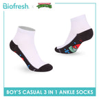 Biofresh | TMNT Boys’ Antimicrobial Cotton Thin Casual Ankle Socks 3 pairs in 1 pack NTRBCKG5