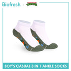 Biofresh | TMNT Boys’ Antimicrobial Cotton Thin Casual Ankle Socks 3 pairs in 1 pack NTRBCKG5