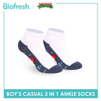 Biofresh | TMNT Boys’ Antimicrobial Cotton Thin Casual Ankle Socks 3 pairs in 1 pack NTRBCKG5