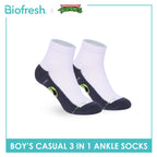 Biofresh | TMNT Boys’ Antimicrobial Cotton Thin Casual Ankle Socks 3 pairs in 1 pack NTRBCKG6