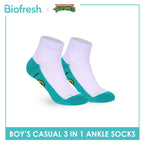 Biofresh | TMNT Boys’ Antimicrobial Cotton Thin Casual Ankle Socks 3 pairs in 1 pack NTRBCKG6