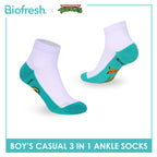 Biofresh | TMNT Boys’ Antimicrobial Cotton Thin Casual Ankle Socks 3 pairs in 1 pack NTRBCKG6