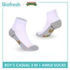 Biofresh | TMNT Boys’ Antimicrobial Cotton Thin Casual Ankle Socks 3 pairs in 1 pack NTRBCKG6