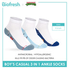 Biofresh | TMNT Boys’ Antimicrobial Cotton Thin Casual Ankle Socks 3 pairs in 1 pack NTRBCKG6