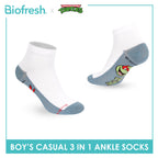 Biofresh | TMNT Boys’ Antimicrobial Cotton Thin Casual Ankle Socks 3 pairs in 1 pack NTRBCKG6