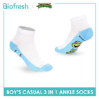 Biofresh | TMNT Boys’ Antimicrobial Cotton Thin Casual Ankle Socks 3 pairs in 1 pack NTRBCKG6
