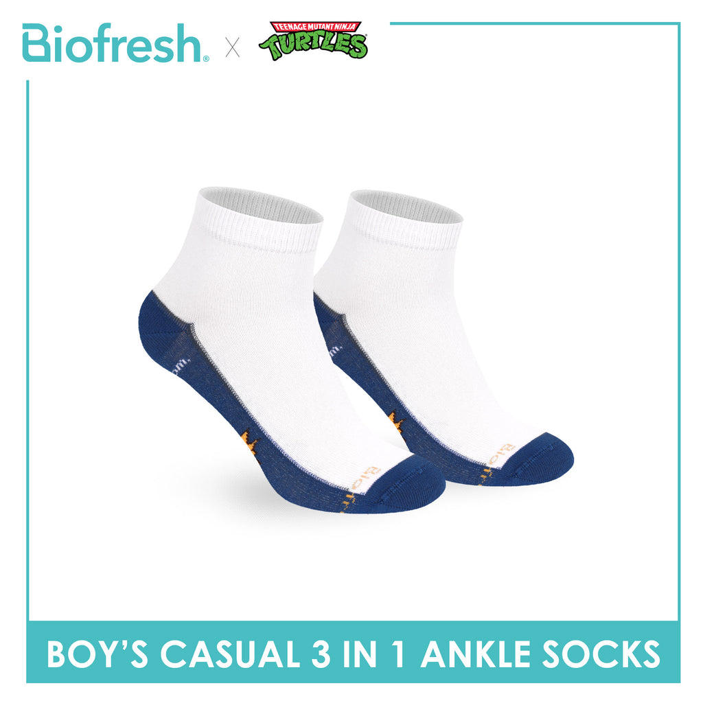 Biofresh | TMNT Boys’ Antimicrobial Cotton Thin Casual Ankle Socks 3 pairs in 1 pack NTRBCKG6