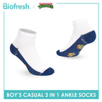 Biofresh | TMNT Boys’ Antimicrobial Cotton Thin Casual Ankle Socks 3 pairs in 1 pack NTRBCKG6