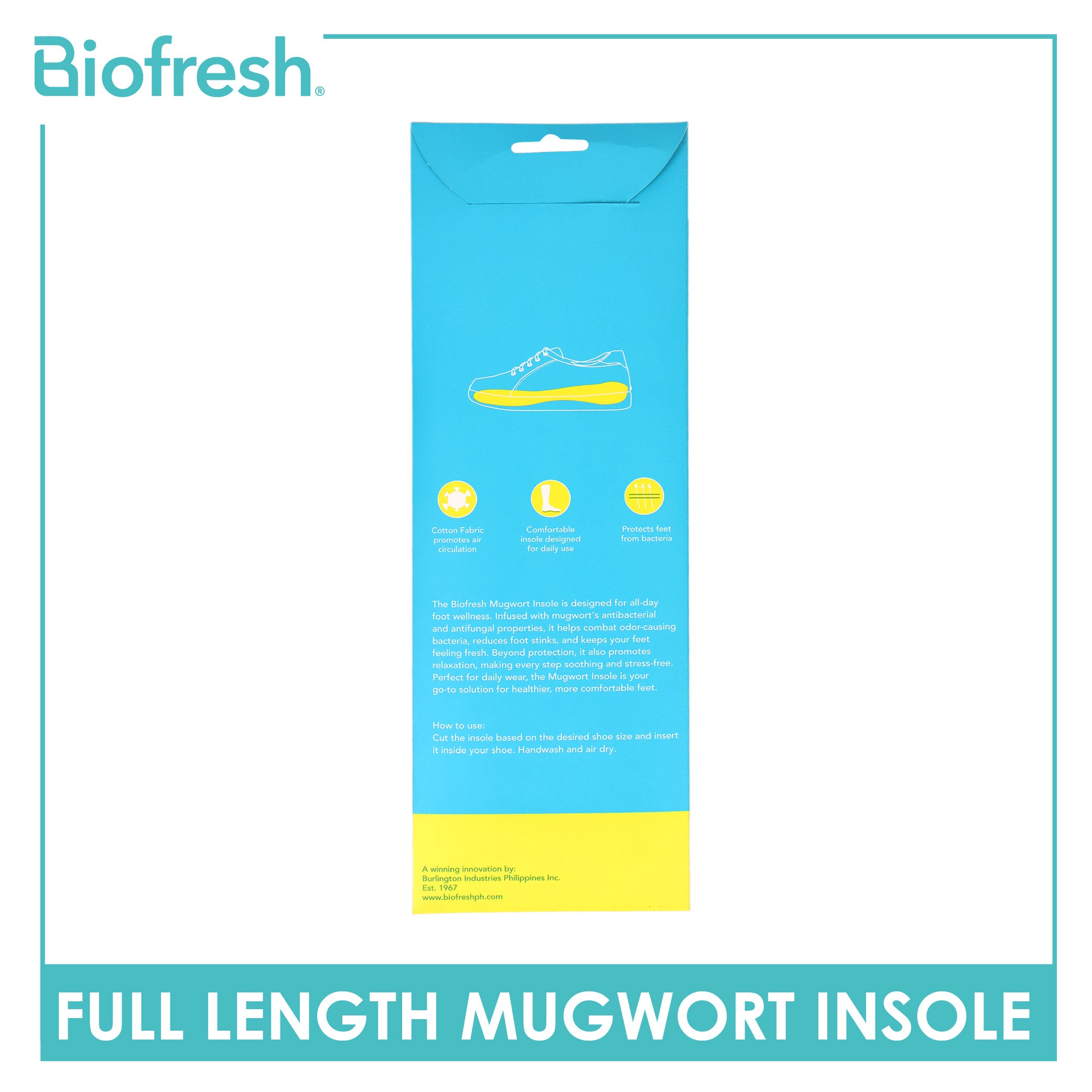 Biofresh Full Length Mugwort Fresh Insole 1 pair FMG24/ FLG24