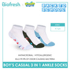 Biofresh | SpongeBob Boys' Antimicrobial Cotton Thin Casual Ankle Socks 3 pairs in 1 pack SBRBCKG7