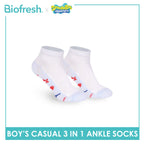 Biofresh | SpongeBob Boys' Antimicrobial Cotton Thin Casual Ankle Socks 3 pairs in 1 pack SBRBCKG7