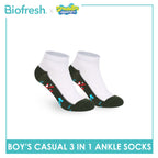 Biofresh | SpongeBob Boys' Antimicrobial Cotton Thin Casual Ankle Socks 3 pairs in 1 pack SBRBCKG7
