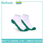 Biofresh | SpongeBob Boys' Antimicrobial Cotton Thin Casual Ankle Socks 3 pairs in 1 pack SBRBCKG8