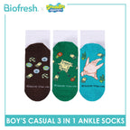 Biofresh | SpongeBob Boys' Antimicrobial Cotton Thin Casual Ankle Socks 3 pairs in 1 pack SBRBCKG8