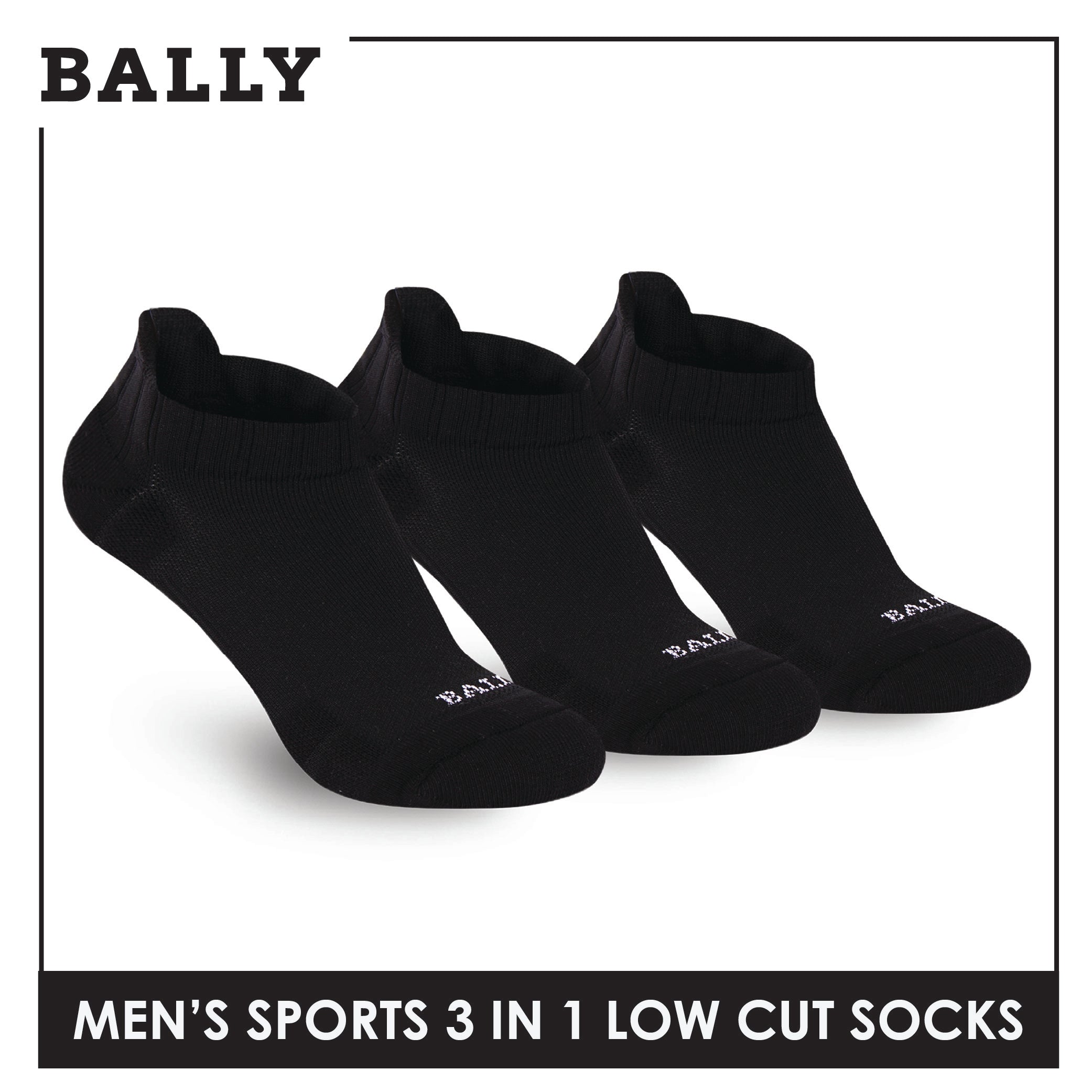 Bally Men's Premium Cotton Thick Sports Low Cut Socks 3 pairs in 1 pack YMSKG4