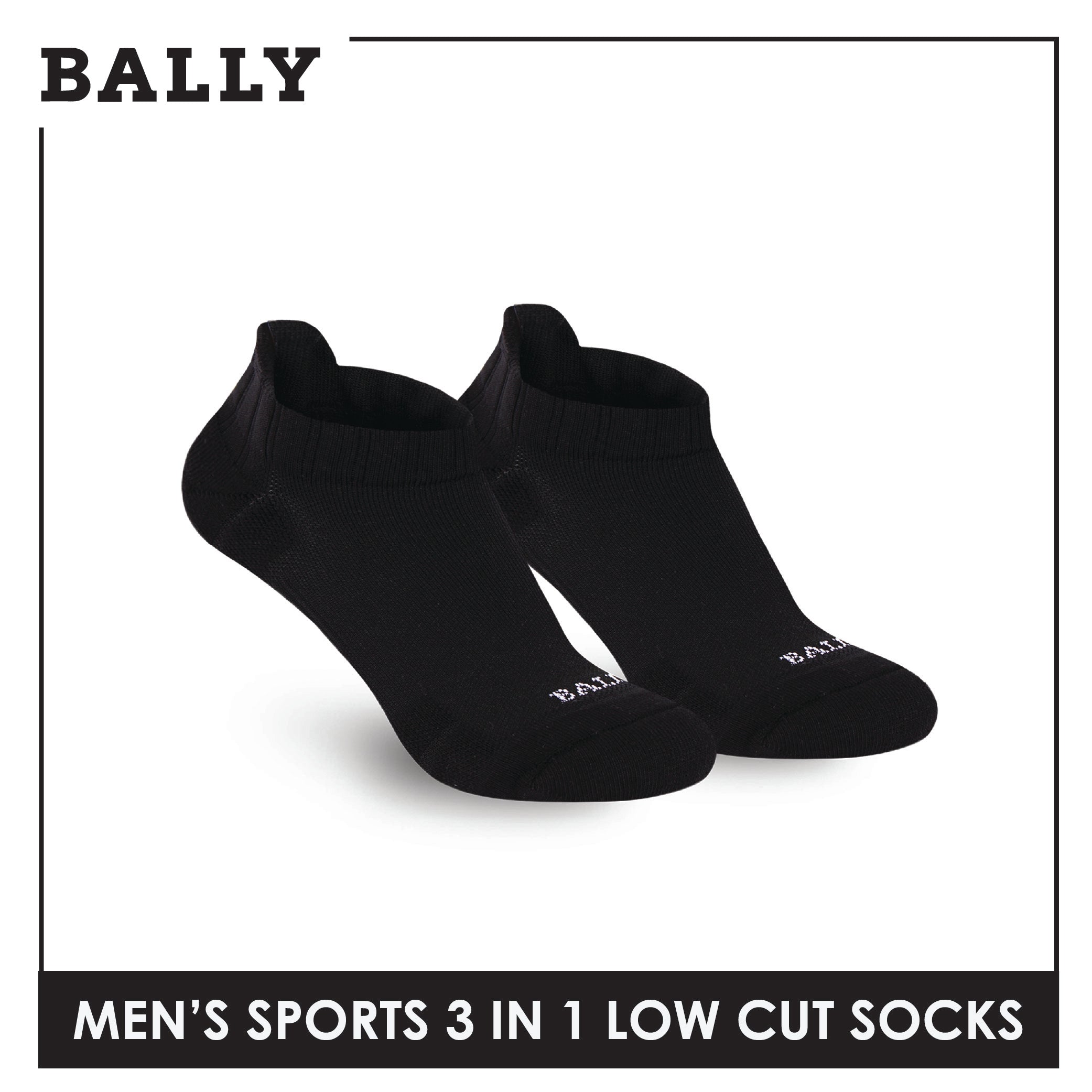 Bally Men's Premium Cotton Thick Sports Low Cut Socks 3 pairs in 1 pack YMSKG4
