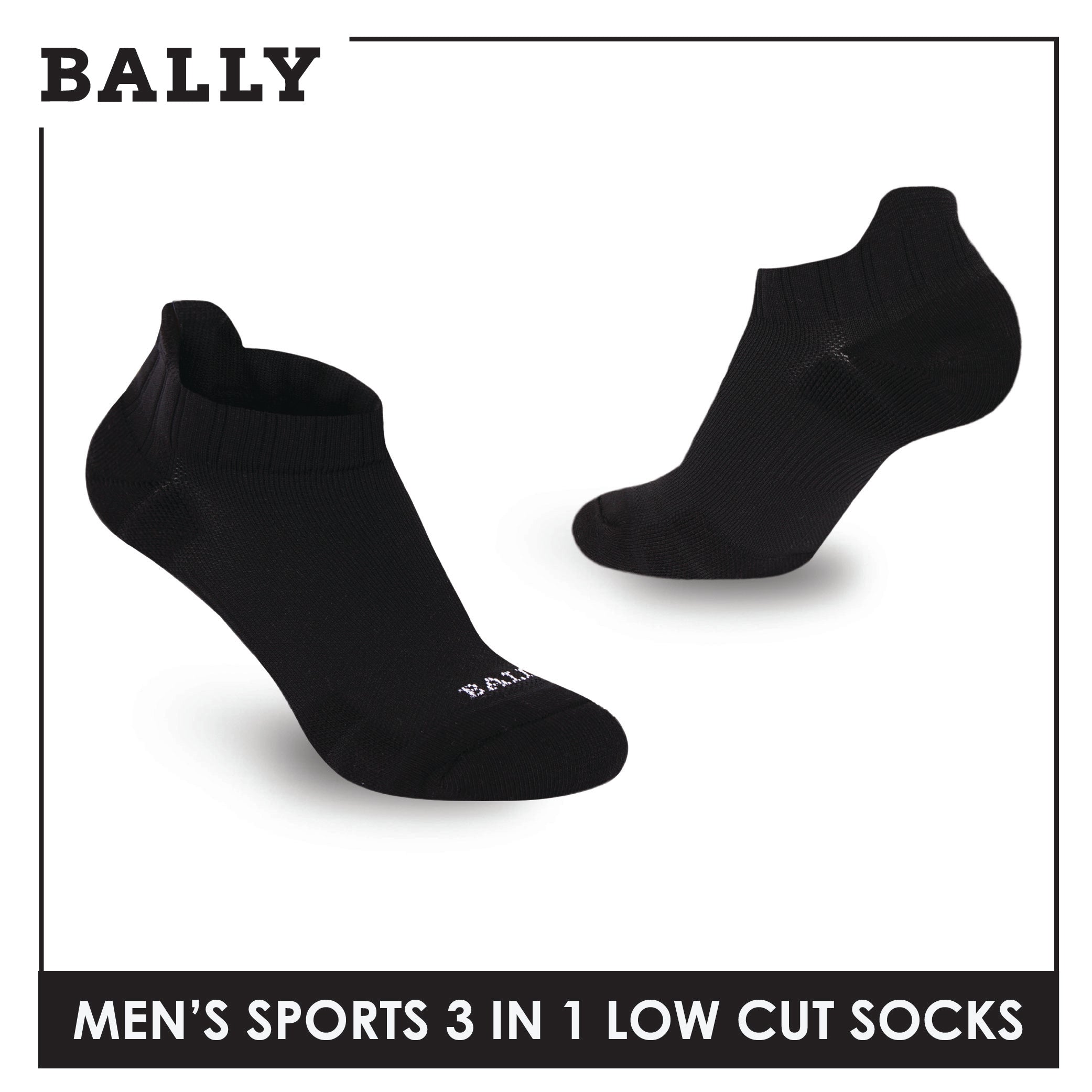 Bally Men's Premium Cotton Thick Sports Low Cut Socks 3 pairs in 1 pack YMSKG4