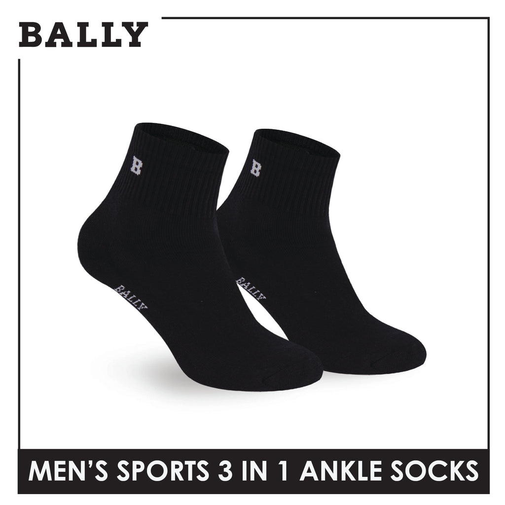 Bally Men's Premium Cotton Thick Sports Ankle Socks 3 pairs in 1 pack YMSKG5