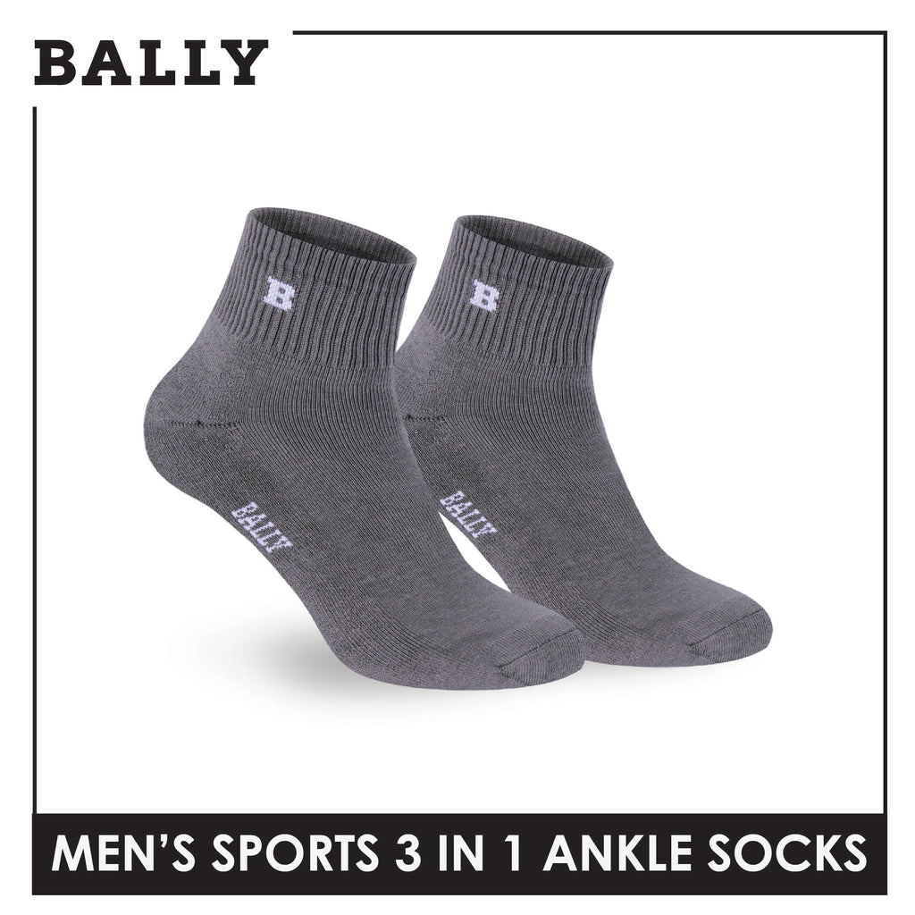 Bally Men's Premium Cotton Thick Sports Ankle Socks 3 pairs in 1 pack YMSKG5