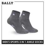 Bally Men's Premium Cotton Thick Sports Ankle Socks 3 pairs in 1 pack YMSKG5