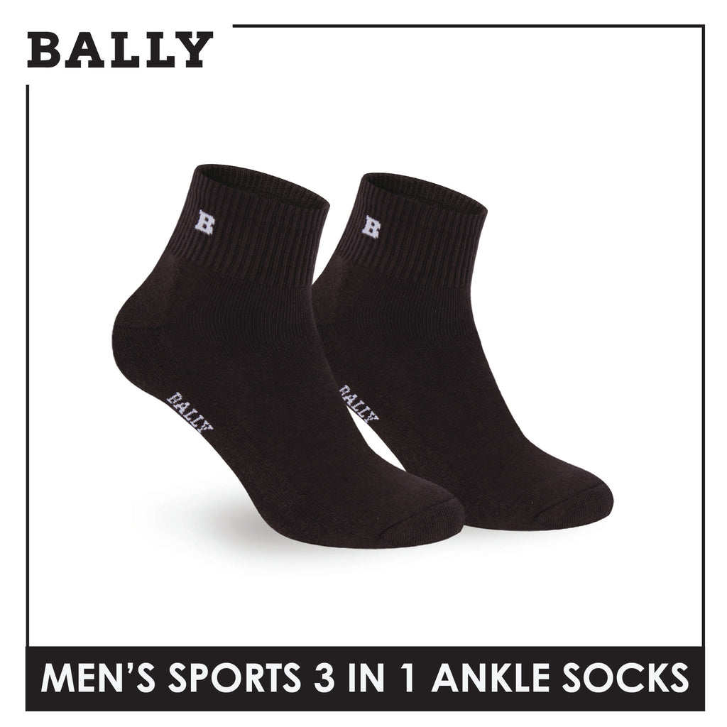 Bally Men's Premium Cotton Thick Sports Ankle Socks 3 pairs in 1 pack YMSKG5