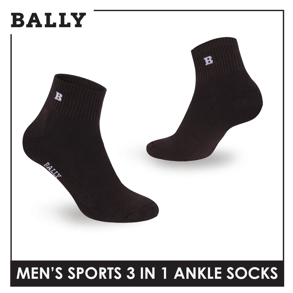 Bally Men's Premium Cotton Thick Sports Ankle Socks 3 pairs in 1 pack YMSKG5