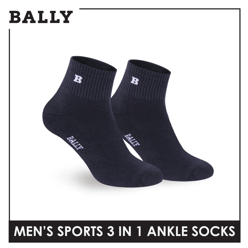 Bally Men's Premium Cotton Thick Sports Ankle Socks 3 pairs in 1 pack YMSKG5