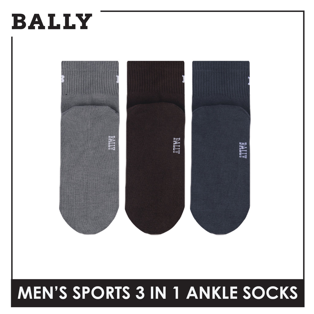 Bally Men's Premium Cotton Thick Sports Ankle Socks 3 pairs in 1 pack YMSKG5