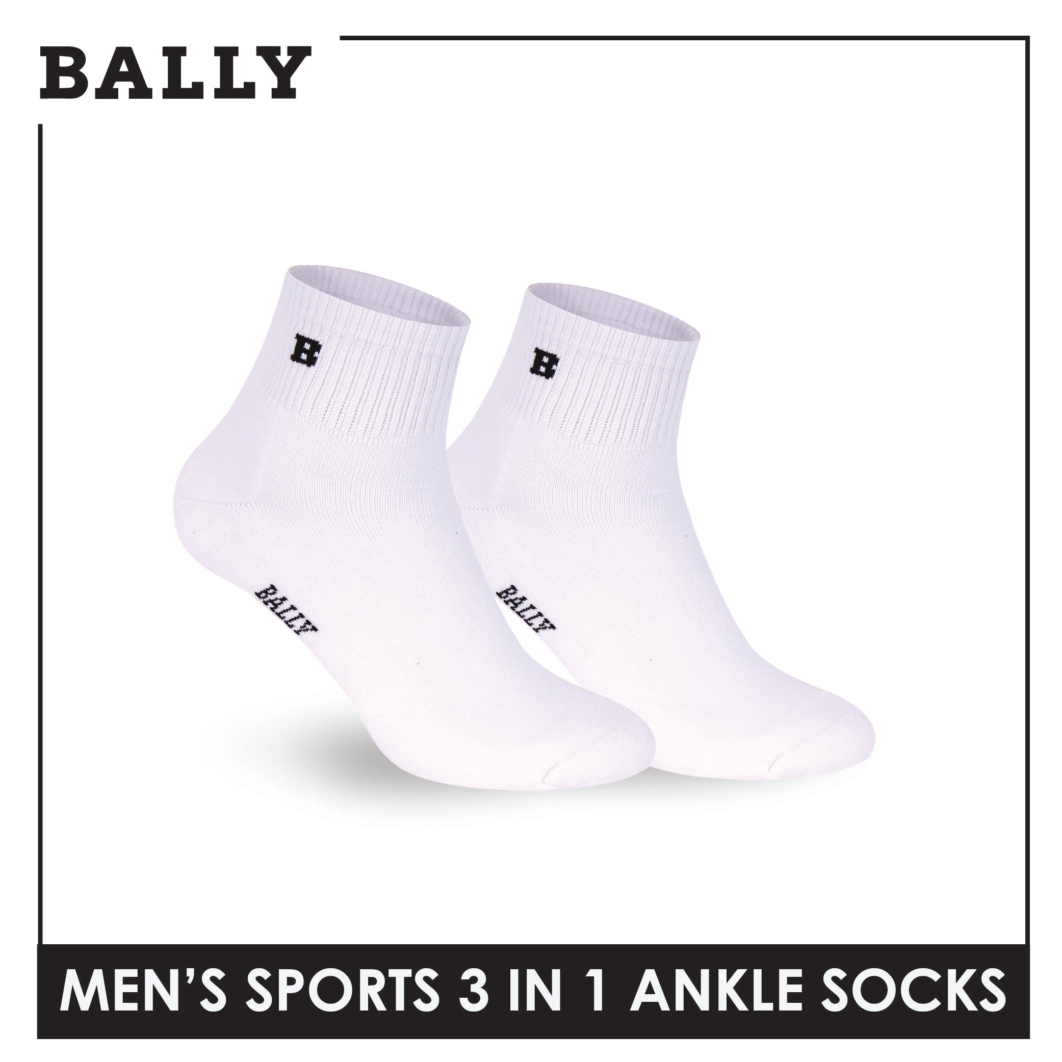 Bally Men's Premium Cotton Thick Sports Ankle Socks 3 pairs in 1 pack YMSKG5