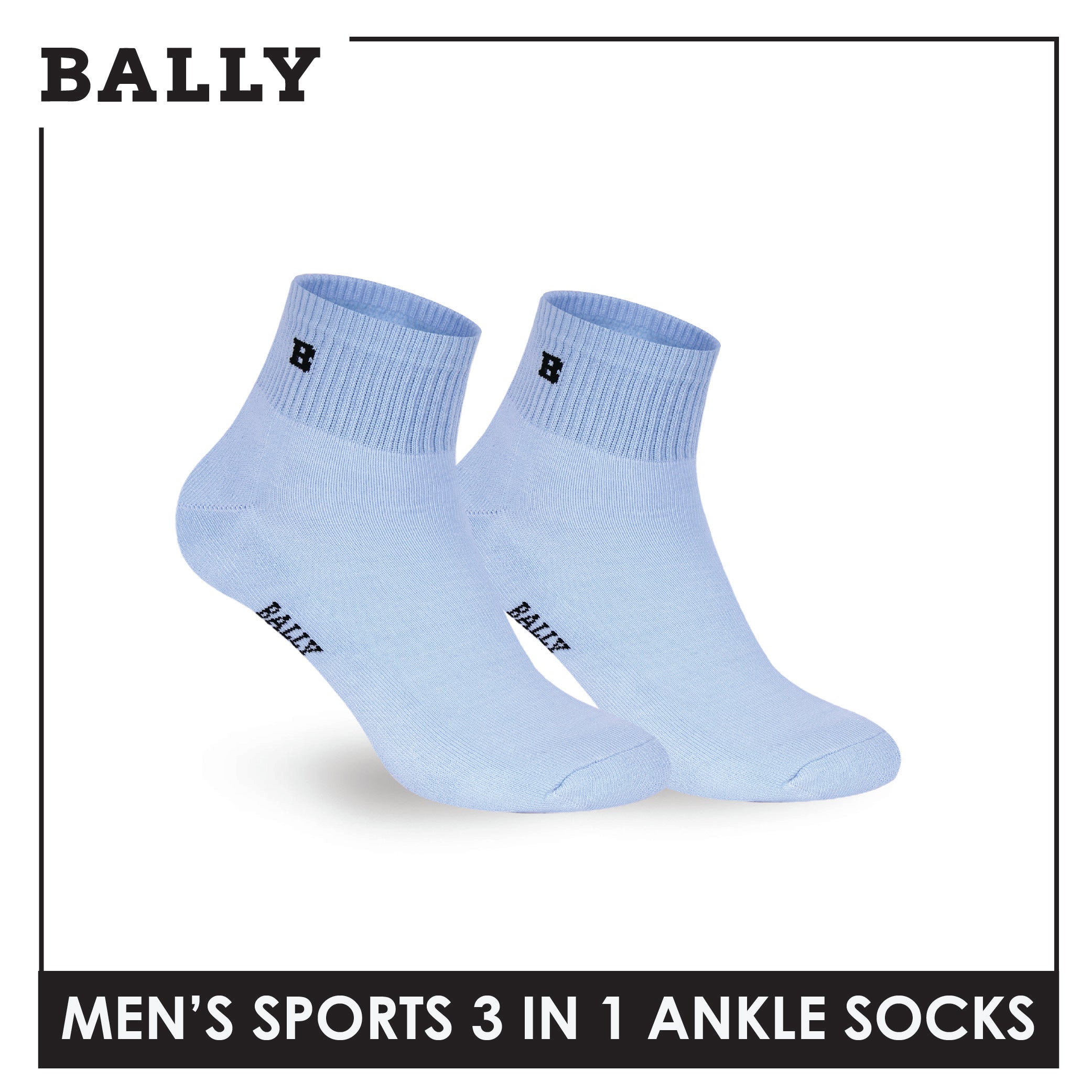 Bally Men's Premium Cotton Thick Sports Ankle Socks 3 pairs in 1 pack YMSKG5