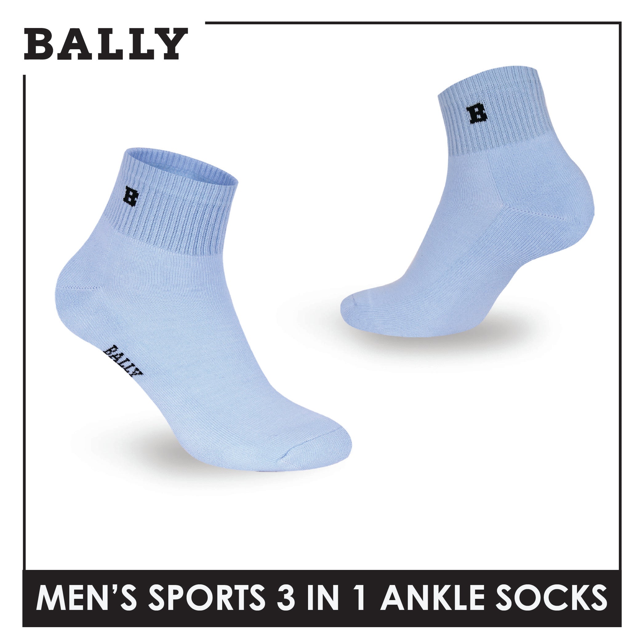 Bally Men's Premium Cotton Thick Sports Ankle Socks 3 pairs in 1 pack YMSKG5