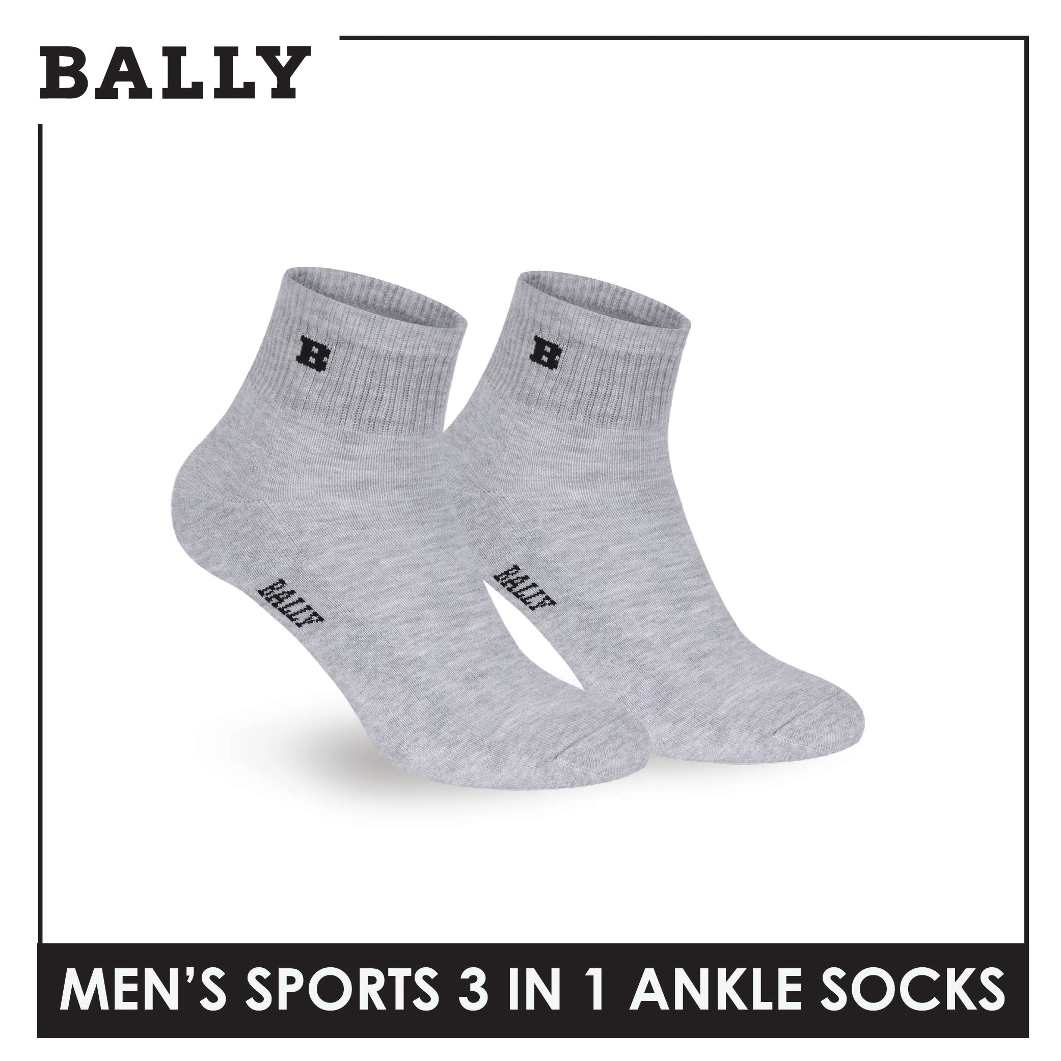 Bally Men's Premium Cotton Thick Sports Ankle Socks 3 pairs in 1 pack YMSKG5
