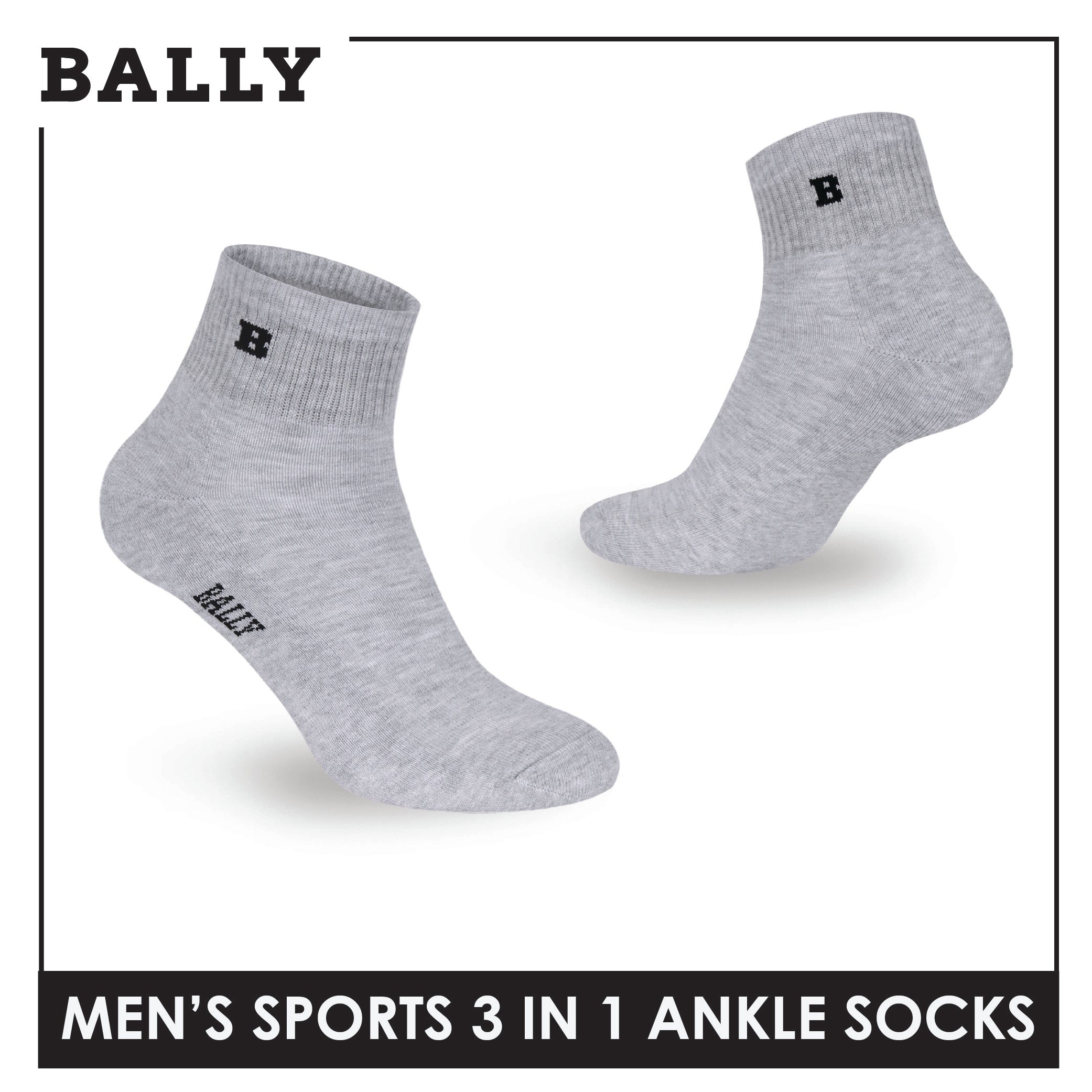 Bally Men's Premium Cotton Thick Sports Ankle Socks 3 pairs in 1 pack YMSKG5