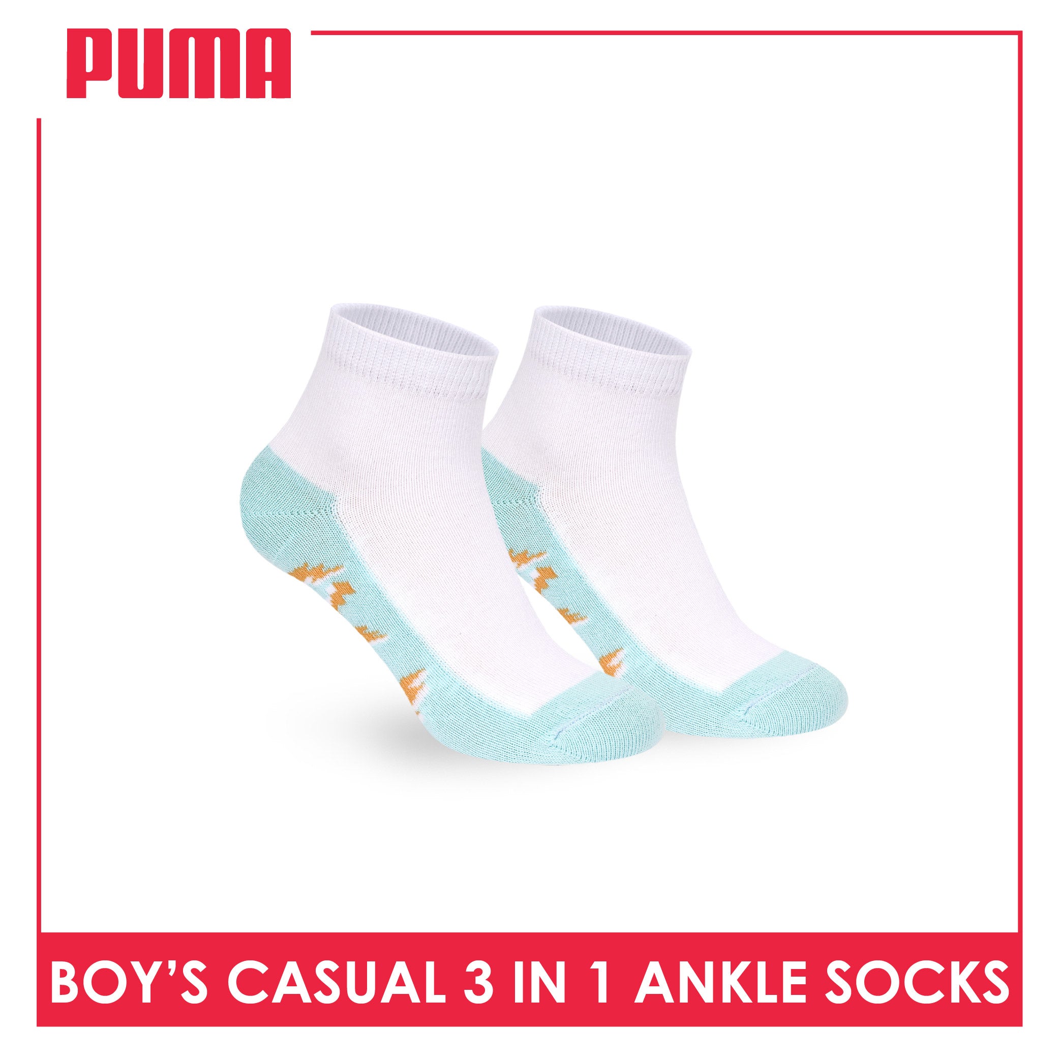 Puma Boys’ Cotton Thin Casual Ankle Socks 3 pairs in 1 pack PBCKG34