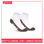 Puma Boys’ Cotton Thin Casual Ankle Socks 3 pairs in 1 pack PBCKG34