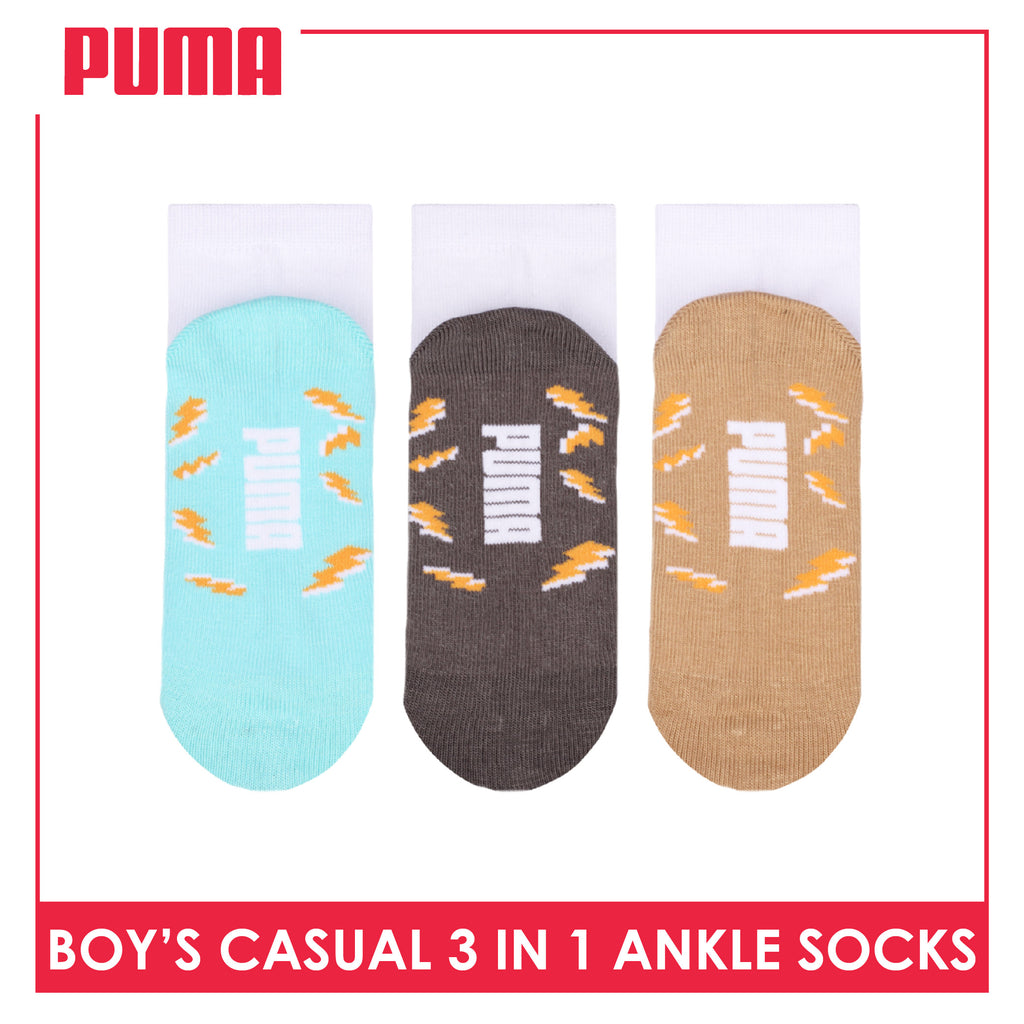 Puma Boys’ Cotton Thin Casual Ankle Socks 3 pairs in 1 pack PBCKG34