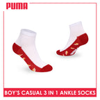 Puma Boys’ Cotton Thin Casual Ankle Socks 3 pairs in 1 pack PBCKG34