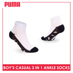 Puma Boys’ Cotton Thin Casual Ankle Socks 3 pairs in 1 pack PBCKG34