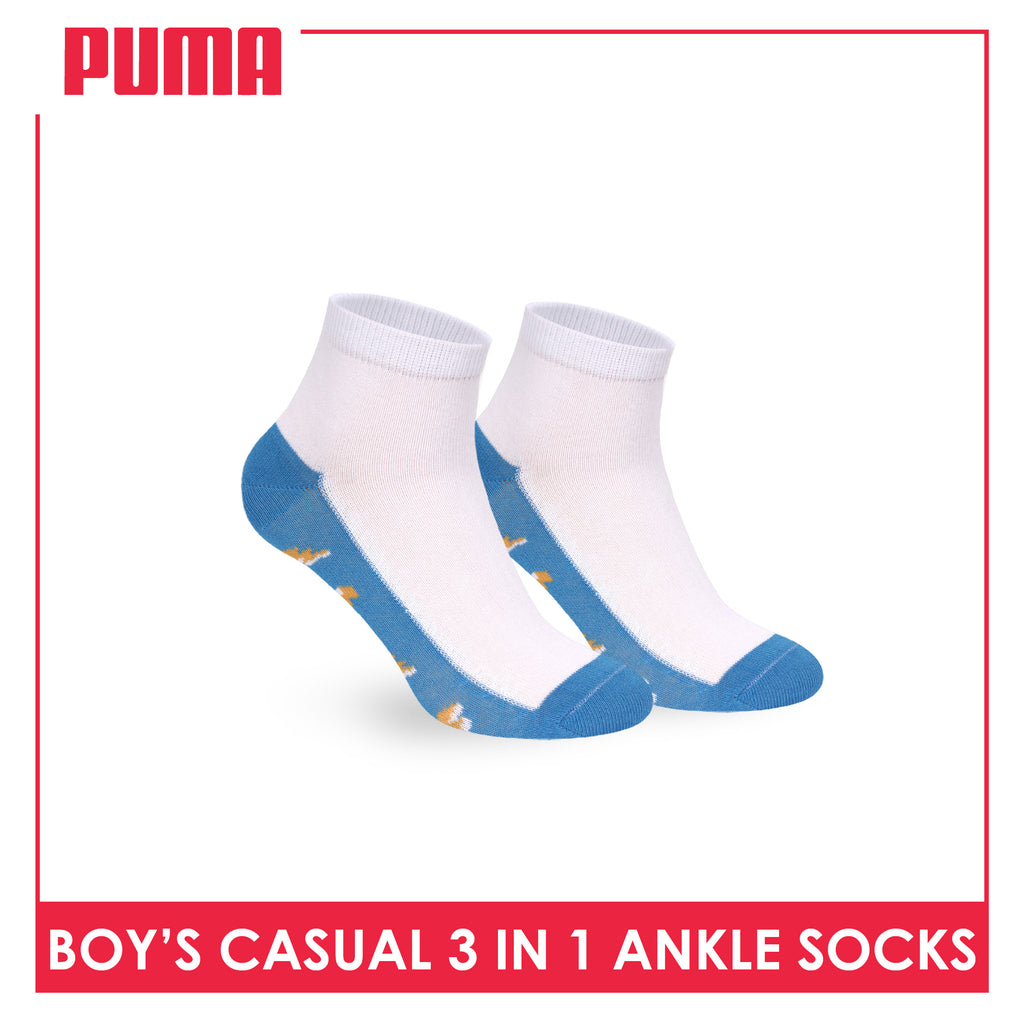 Puma Boys’ Cotton Thin Casual Ankle Socks 3 pairs in 1 pack PBCKG34