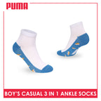 Puma Boys’ Cotton Thin Casual Ankle Socks 3 pairs in 1 pack PBCKG34