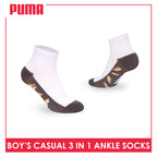 Puma Boys’ Cotton Thin Casual Ankle Socks 3 pairs in 1 pack PBCKG34