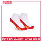 Puma Boys’ Cotton Thin Casual Ankle Socks 3 pairs in 1 pack PBCKG35
