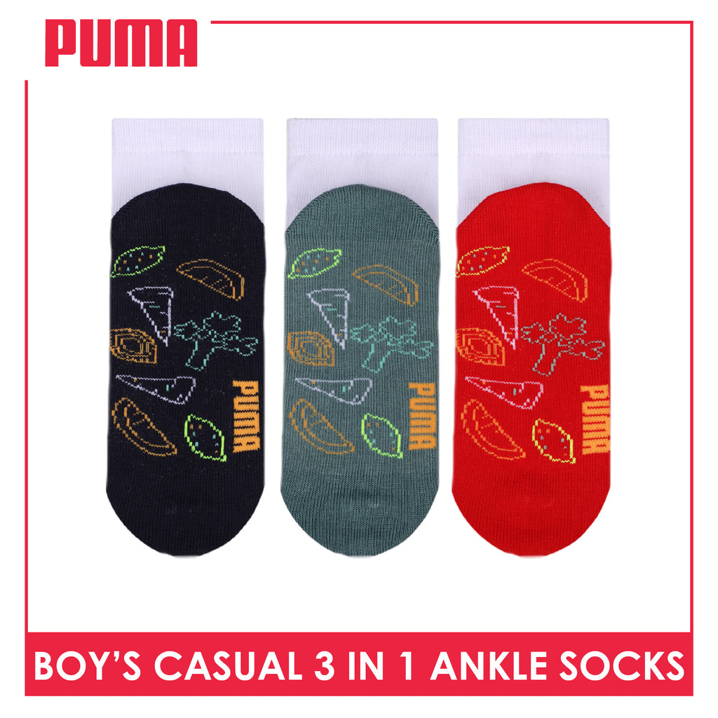 Puma Boys’ Cotton Thin Casual Ankle Socks 3 pairs in 1 pack PBCKG35
