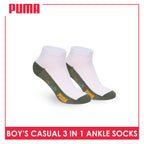 Puma Boys’ Cotton Thin Casual Ankle Socks 3 pairs in 1 pack PBCKG35