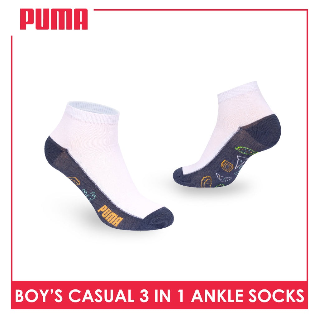 Puma Boys’ Cotton Thin Casual Ankle Socks 3 pairs in 1 pack PBCKG35