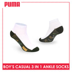 Puma Boys’ Cotton Thin Casual Ankle Socks 3 pairs in 1 pack PBCKG35