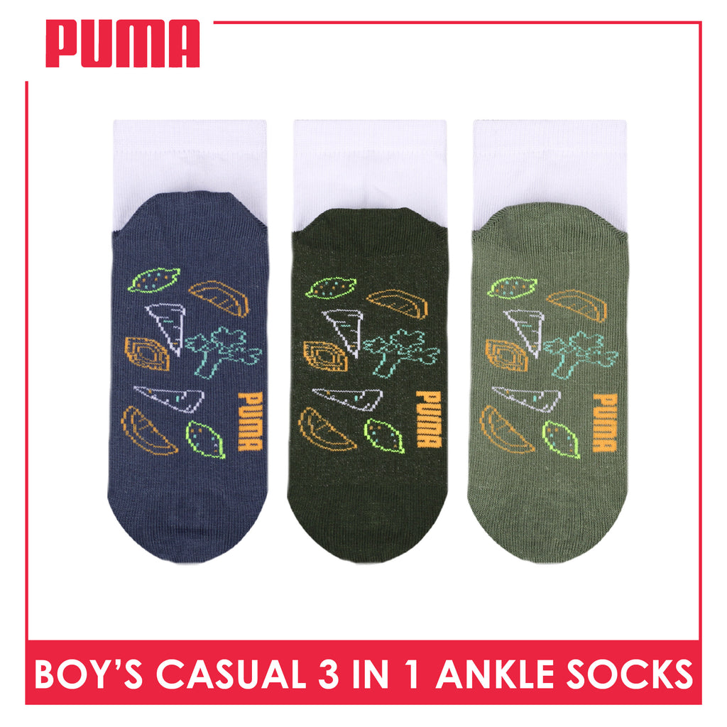 Puma Boys’ Cotton Thin Casual Ankle Socks 3 pairs in 1 pack PBCKG35
