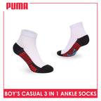 Puma Boys’ Cotton Thin Casual Ankle Socks 3 pairs in 1 pack PBCKG36