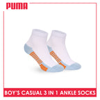 Puma Boys’ Cotton Thin Casual Ankle Socks 3 pairs in 1 pack PBCKG36